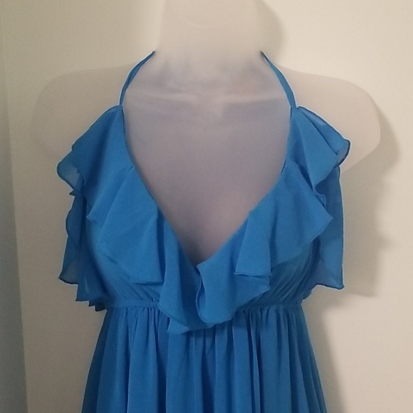 Blue chiffon summer gown - Picture 4 of 5